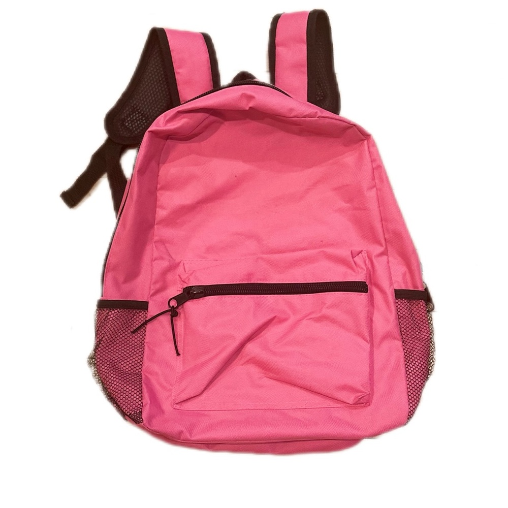 Pink zip back pack with front pocket